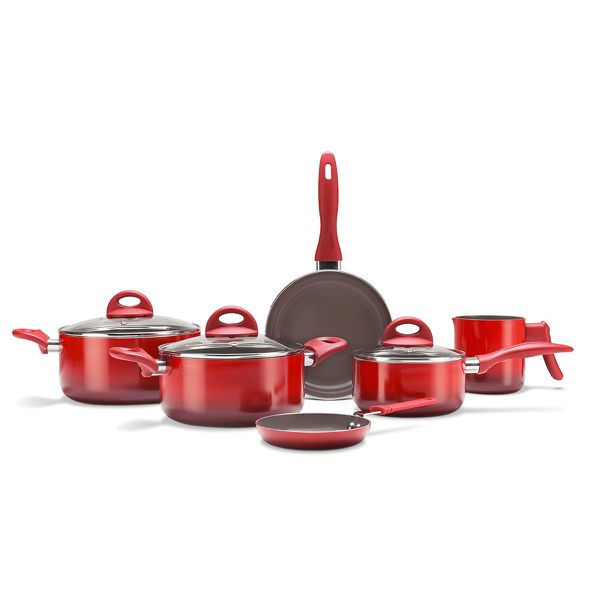 Conjunto de Panelas 6 Peças Brinox Ceramic Life Smart Plus Vermelho