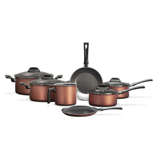 Conjunto Jogo de Panelas Antiaderente com 7 Peças Brinox Clove Marrom