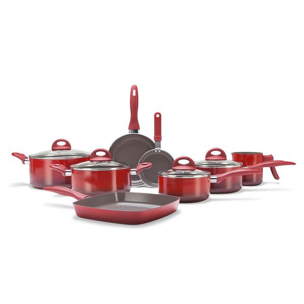 Conjunto de Panelas 8 Peças Brinox Ceramic Life Smart Plus Vermelha