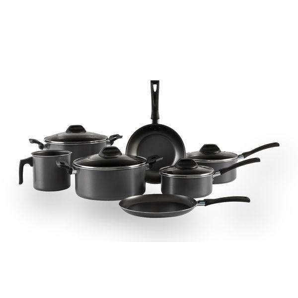 Jogo de Panelas com 7 Peças Garlic Brinox Antiaderente com Tampas de Vidro - Cor Grafite