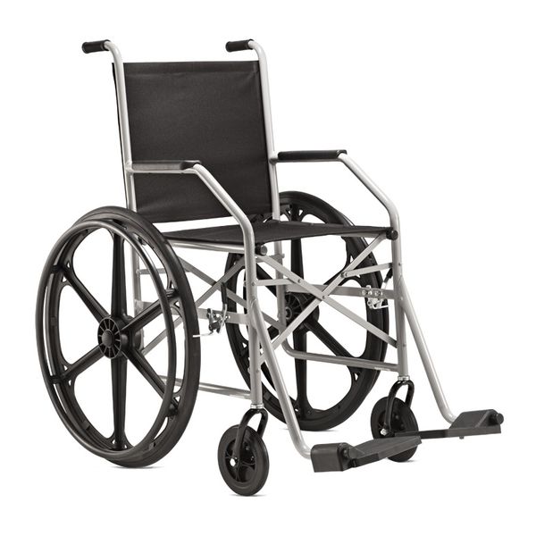 Cadeira de Rodas Dobrável Jaguaribe 1009 Nylon com Pneus Infláveis - Cinza