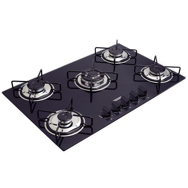 Cooktop a Gás Tramontina em Vidro Temperado Preto com Acendimento Superautomático 5 Queimadores