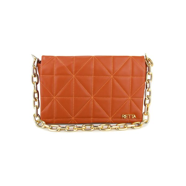 Bolsa Clarice Média Alça Dourada Caramelo