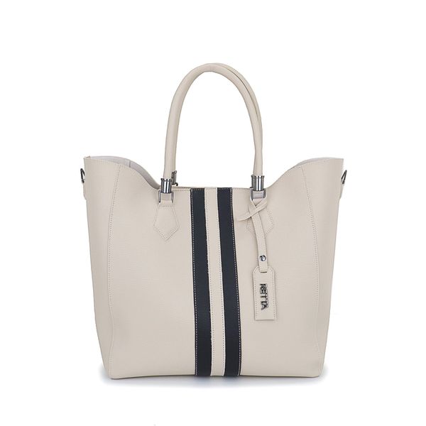 Bolsa Saco Sacola Grande Rebeca Marfim com Preta