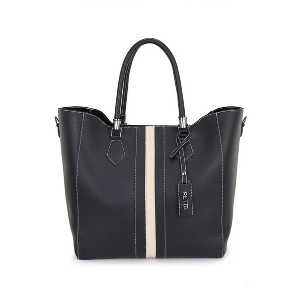 Bolsa Saco Sacola Grande Rebeca Preta com Marfim