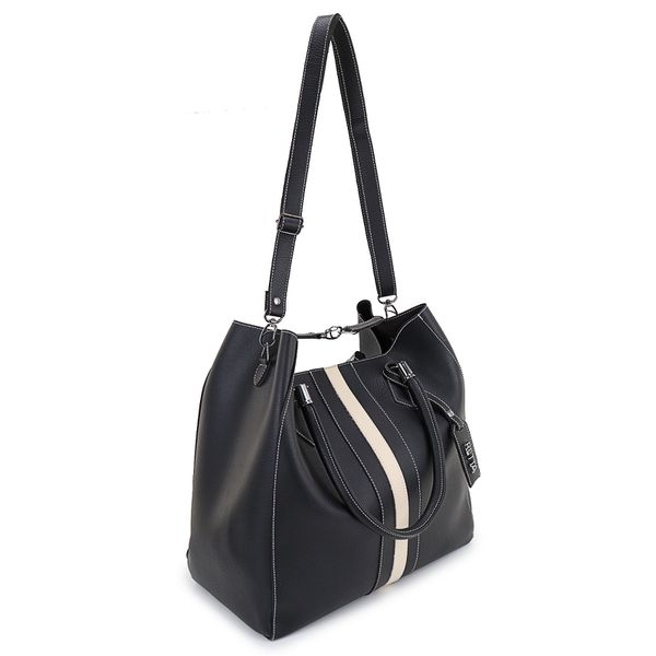 Bolsa Saco Sacola Grande Rebeca Preta com Marfim