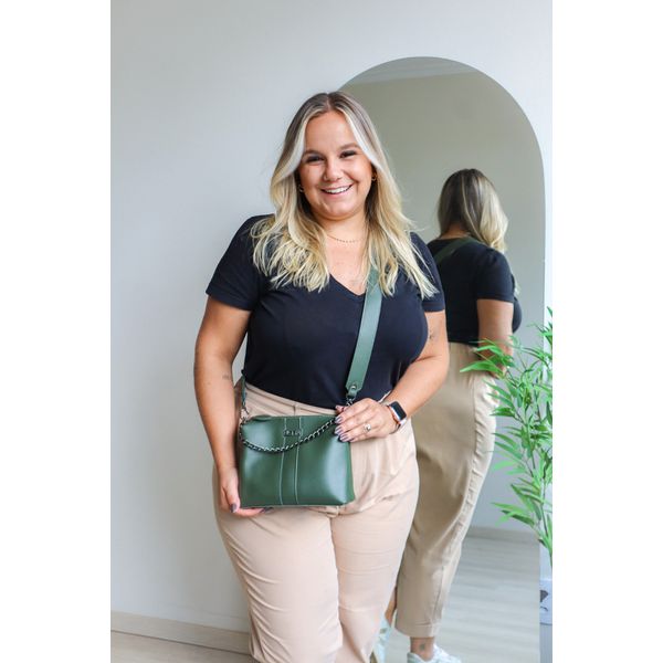 Kit Valentina Grande Preta + Kiarinha pequena Verde Militar