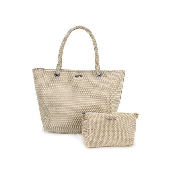 Bolsa de Praia Grande com Necessaire Marfim