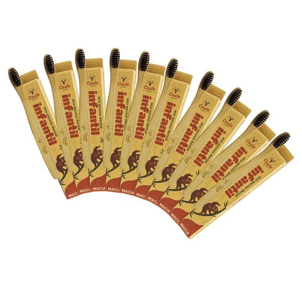 Kit 10 Eco Escovas de Dentes Infantil de Bambu - Caule