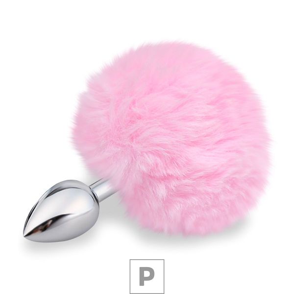 Plug de Metal P Com PomPom SI (5501) - Rosa