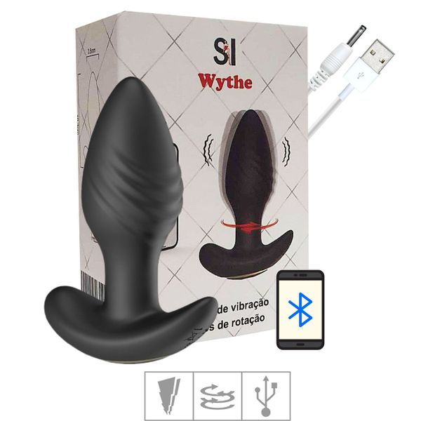 Plug Silicone Com Vibro Rotativo Via APP Wythe SI (8769) - Preto