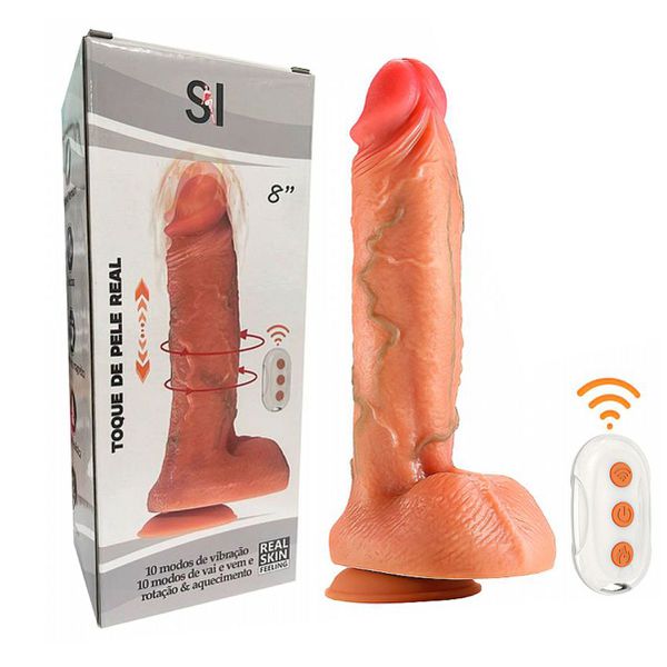 Prótese 15x13cm Com Vibro Ventosa e Escroto SI - (9542) - Bege