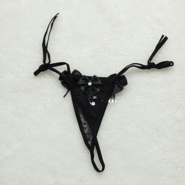 *Calcinha em Renda Com Alça de Amarrar (CF623) - Preto
