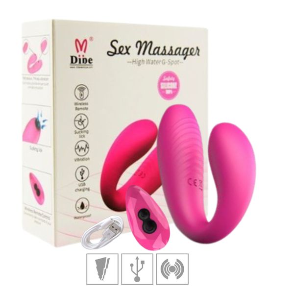 .Vibrador Recarregável Com Controle Sex Massager (DB074) - Rosa
