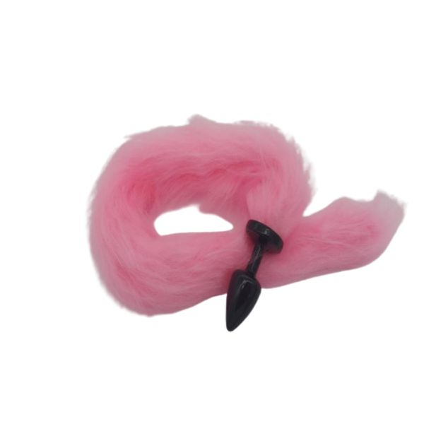 Plug de Plástico P Less Preto Com Cauda (HA168P) - Rosa