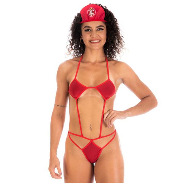 Fantasia Pimentinha Bombeira Sexy (PS5046) - Vermelho