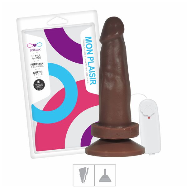 .Prótese 13x13cm Com Vibro e Ventosa (SSV005V-ST397) - Marrom
