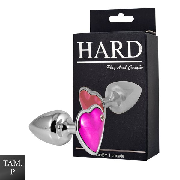 Plug de Metal Cromado Com Pedra de Coração (HA161C)- - Rosa
