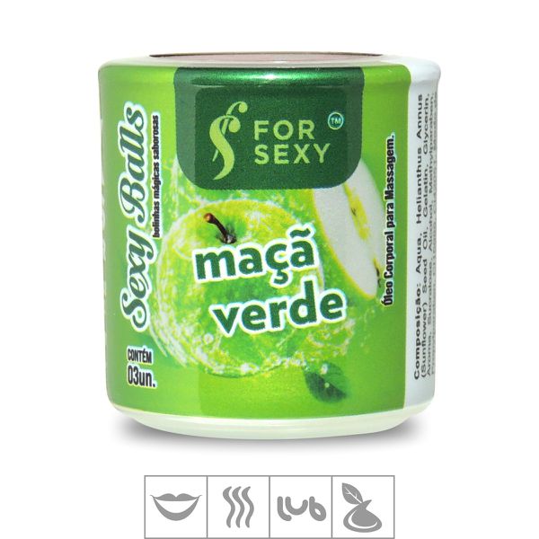 *Bolinha Beijável Sexy Balls 3un (ST732) - Maçã Verde