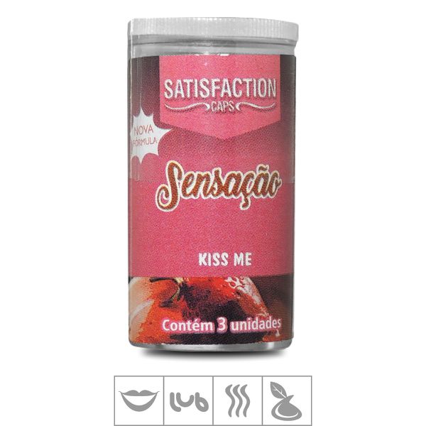 *PROMO - Bolinha Beijável Kiss Me Satisfaction Caps 3un Validade 08/23 (ST435) - Sensação
