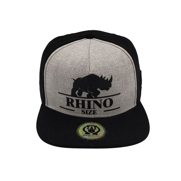 Boné RHINO SIZE Frente Falsa Aba Reta Cinza e Preto