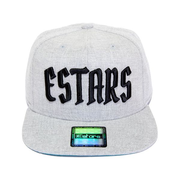 Boné E-Stars Snapback Aba Reta Cinza Claro