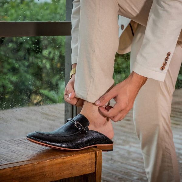 Mule Premium Masculino Couro Preto
