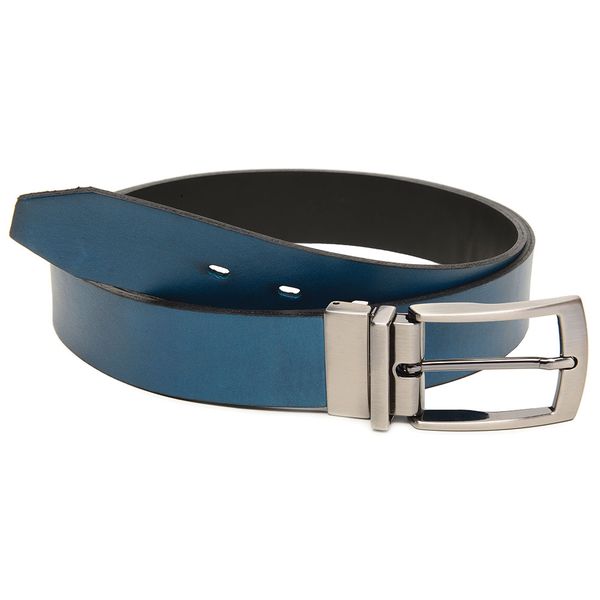 Cinto Dupla face Em Couro legitimo Premium Preto/sky