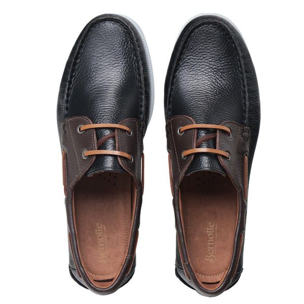 Dockside Masculino Couro Bicolor Preto Cafe Bernotte