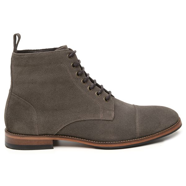 Bota Coturno Masculino Couro Cinza
