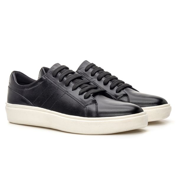 Tênis Casual Em Couro Preto Bernotte