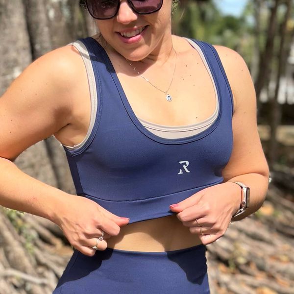 Top Origem Azul e Cinza