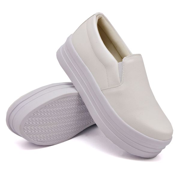 Slip On Liso Sola Alta Branco DKShoes