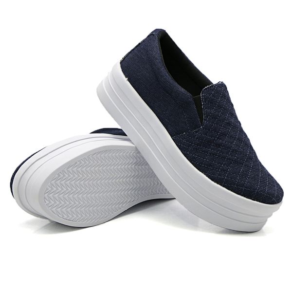 Slip On Matelassê Sola Alta Jeans DKShoes