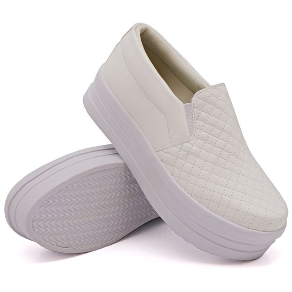 Slip On Matelassê Sola Alta Branco DKShoes