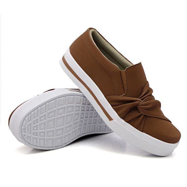 Slip On Nó Lateral Listra Caramelo DKShoes