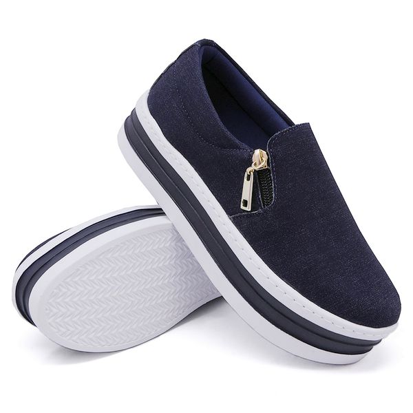 Slip On Zíper Sola Alta Jeans DKShoes