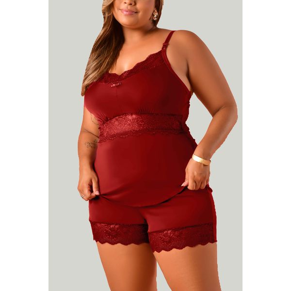 Baby Doll Ritati Plus Size em Liganete e Renda Divino