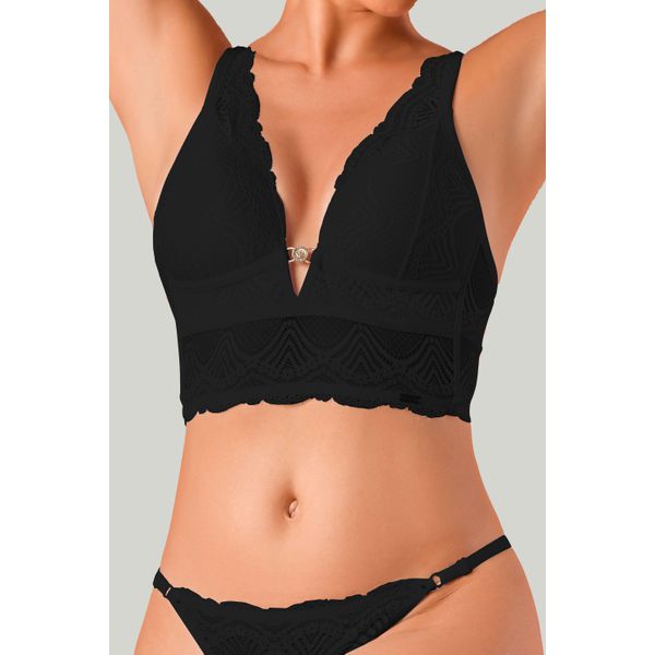 Top Cropped Ritati em Renda com Bojo Triângulo
