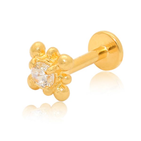 Piercing Em Ouro 18k Com Zircônia Para Meduza Ou Tragus