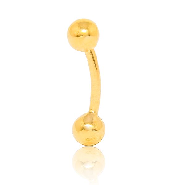 Piercing Barbell Curvo Para Sobrancelha Em Ouro 18k