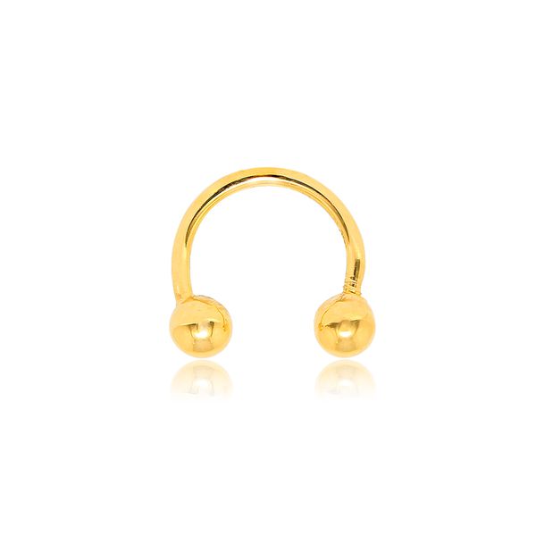 Piercing Argolinha Com 2 Bolinhas Em Ouro 18k