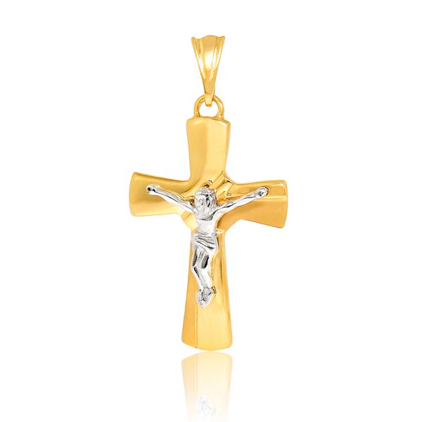 Crucifixo Em Ouro 18k Com Cristo Detalhe Em Ródio