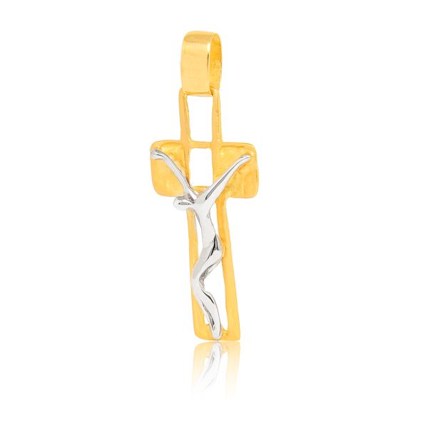 Pingente Crucifixo Em Ouro 18k Vazado Com Ródio