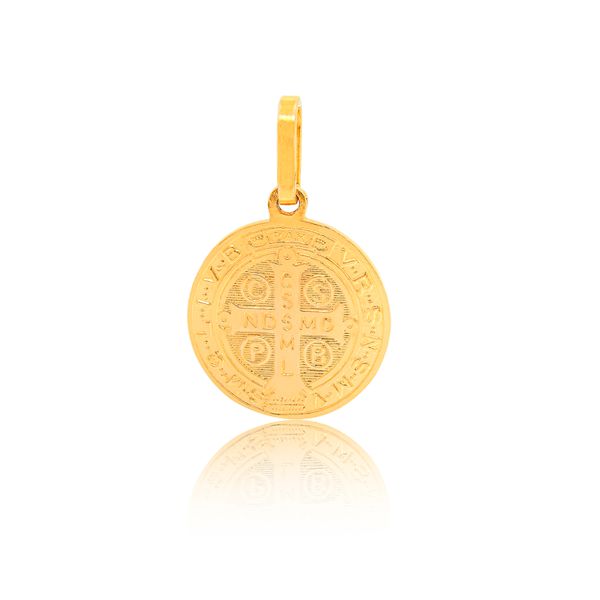 Medalha De São Bento 15mm Em Ouro 18k