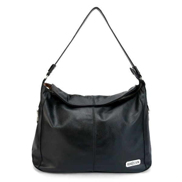 Bolsa Feminina Couro Legitimo Sacola Hobo Média Preta