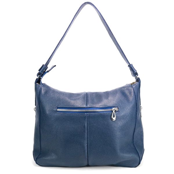 Bolsa Feminina Couro Legitimo Sacola Hobo Média Azul Road Seven