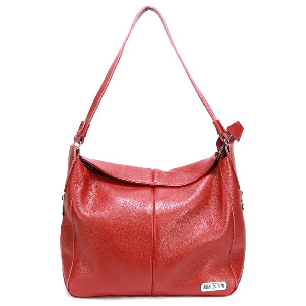 Bolsa Feminina Couro Legitimo Sacola Hobo Média Vermelha