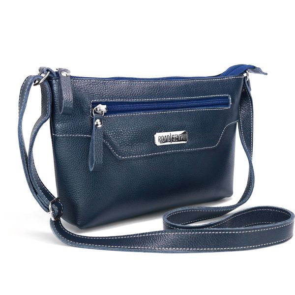Bolsa Feminina Transversal Pequena em Couro Legitimo Azul