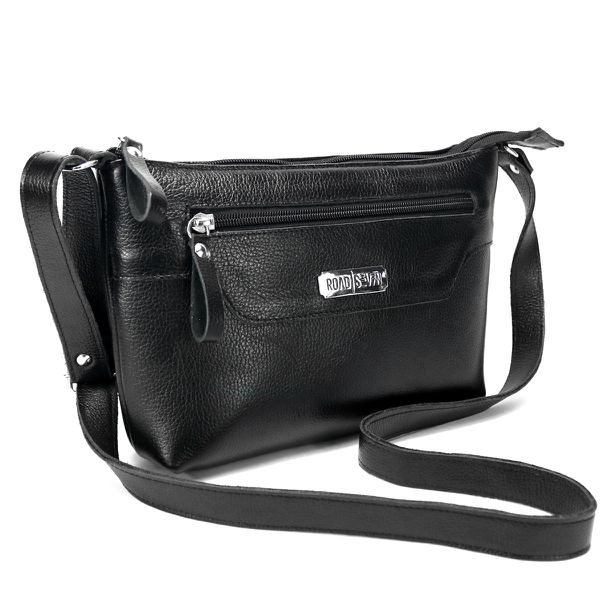 Bolsa Feminina Transversal Pequena em Couro Legitimo Preta